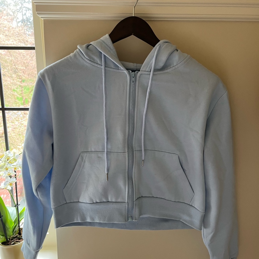 Light Blue Cropped Hoodie